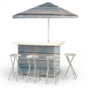 Blue Wood Horizontal Portable Pop-Up Bar