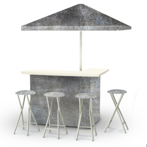 Grey Scrubbed Metal Portable Pop-Up Bar